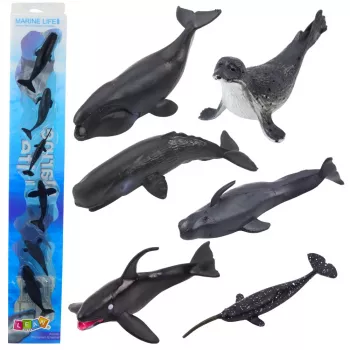 LEAN TOYS Mini Figurine Set Marine Animals Mammals Killer Whale Photo Dolphin 6-8cm 6pcs