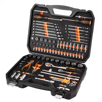 NEO TOOLS Zestaw kluczy nasadowych 1/2, 1/4, 95 szt., CrV, pianka EVA