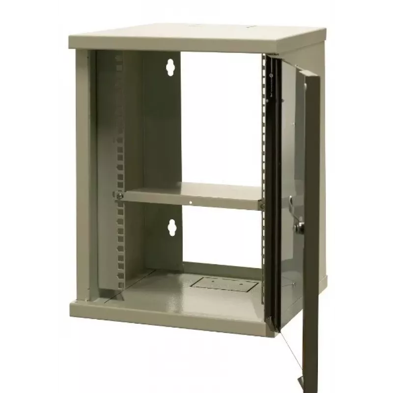 EMITER EM/SOHO-9U 10 inch 9U Wall-Mount Network Cabinet with Glass Door, 325×330×445 mm, Black