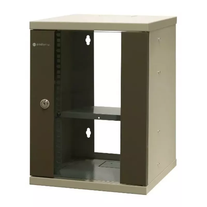 EMITER EM/SOHO-9U 10 inch 9U Wall-Mount Network Cabinet with Glass Door, 325×330×445 mm, Black