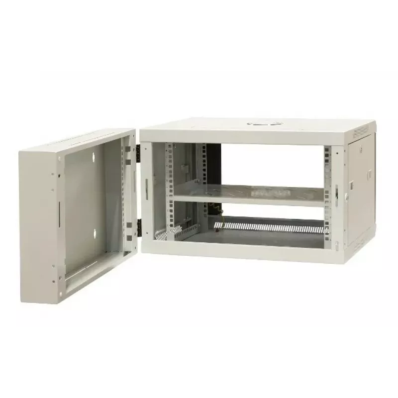 EMITER EM/AH6506 19 inch 6U Wall-Mount Network Cabinet, Tempered Glass Door, 600×550×370 mm, Black