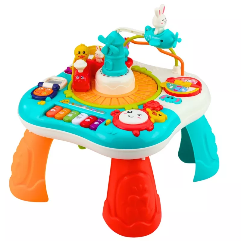 LEAN TOYS Educational Table Interactive Music Panel Piano 2 in 1 Turquoise