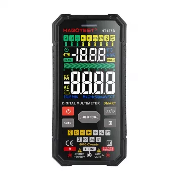 Habotest HT127B Digital Universal Multimeter True RMS 6000 Counts Auto Ranging with NCV and Temperature