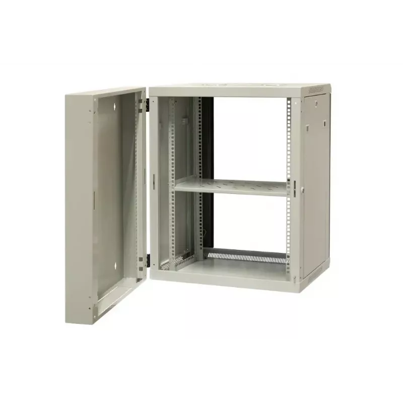 EMITER EM/AH6515 15U Wall-Mount Network Cabinet 600x550x770 mm, Tempered Glass Door, Black