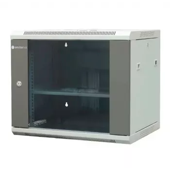 EMITER EM/AP6409 9U Wall-Mount Network Cabinet 19 inch 600x450x500 mm Grey, Tempered Glass Door, Lockable