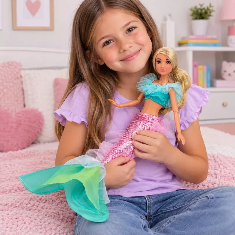 LEAN TOYS Anlily Mermaid Doll with Sequin Tail Accessories Mirror Comb