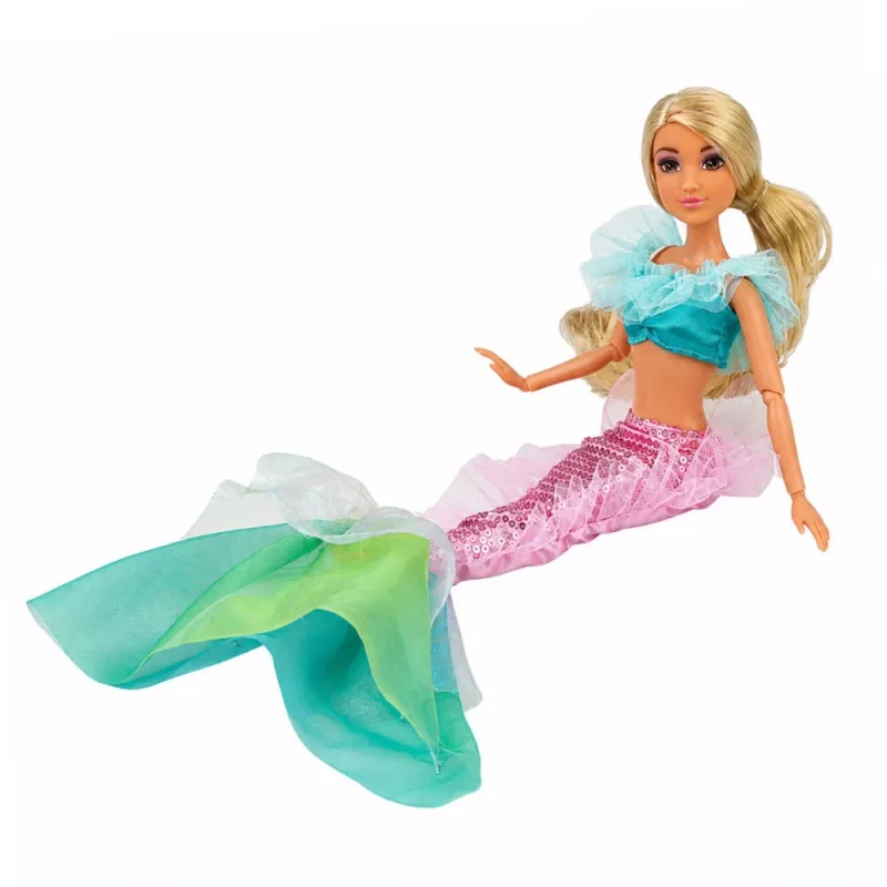 LEAN TOYS Anlily Mermaid Doll with Sequin Tail Accessories Mirror Comb