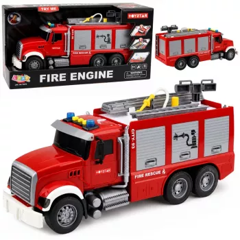LEAN TOYS Fire Truck Fire Department Extendable Ladder Water Hose Lights Sounds