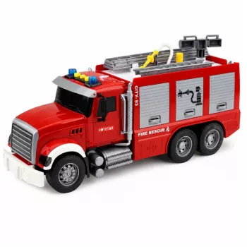 LEAN TOYS Fire Truck Fire Department Extendable Ladder Water Hose Lights Sounds