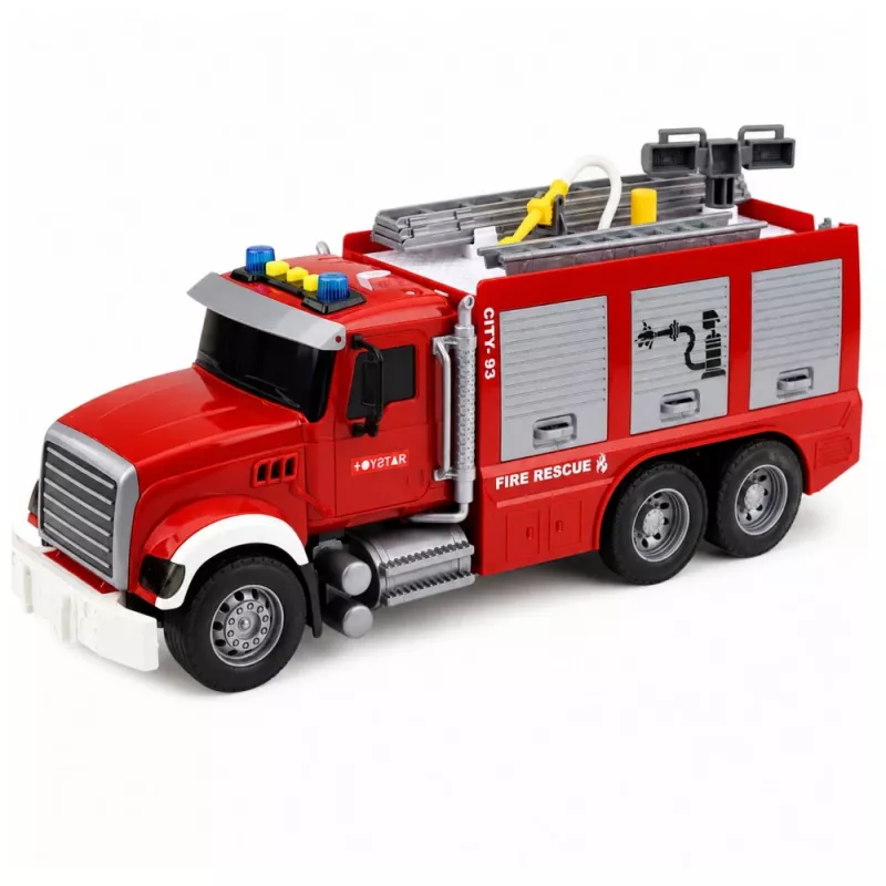LEAN TOYS Fire Truck Fire Department Extendable Ladder Water Hose Lights Sounds