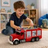 LEAN TOYS Fire Truck Fire Department Extendable Ladder Water Hose Lights Sounds