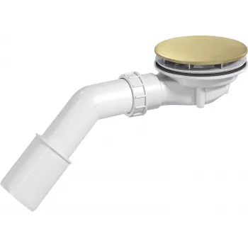 DEANTE NHC_R29D Shower Tray Siphon with Top Cleaning Access, Chrome Grille, White Body, Ø90mm Waste Hole, Ø50/40mm Outlet