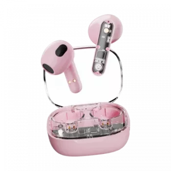 DELTACO Streetz T150-PNK True Wireless In-Ear Headphones, Bluetooth 5.3, Transparent Pink