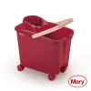 MERY Bucket 14L with push-on wheels red