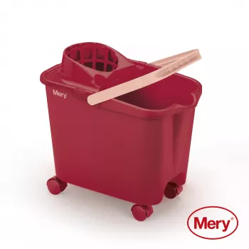 MERY Bucket 14L with push-on wheels red