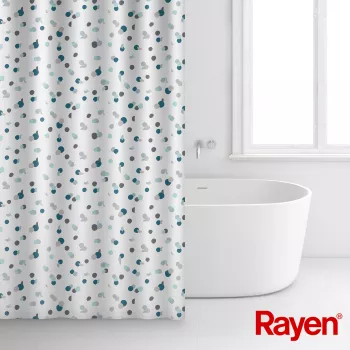 RAYEN Shower curtain 180x200cm white/blue, polyester