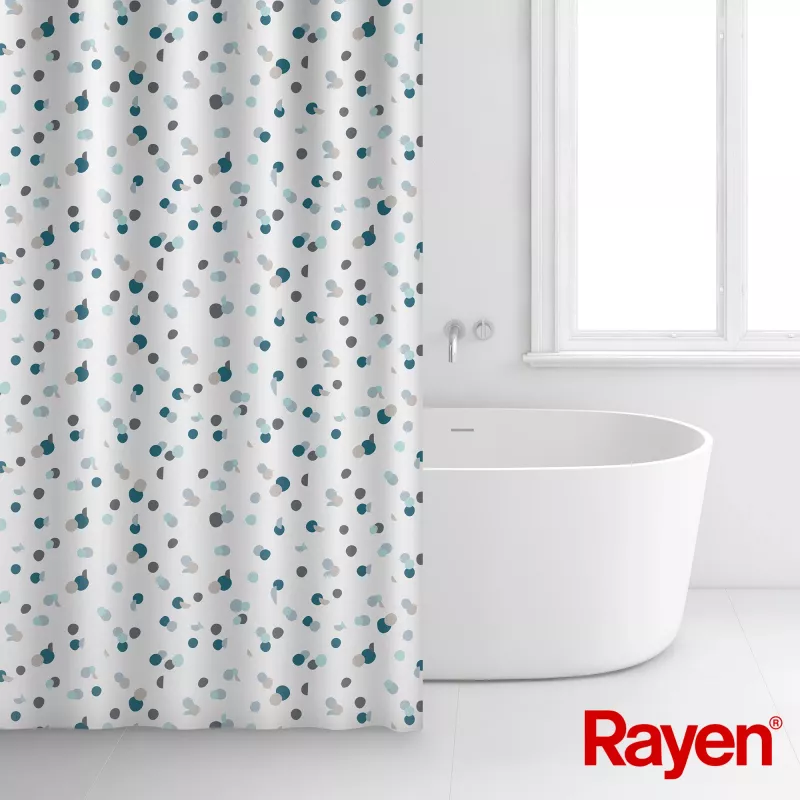 RAYEN Shower curtain 180x200cm white/blue, polyester