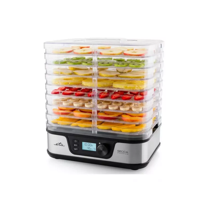 ETA Secca Premium ETA930190000 Food Dehydrator, 8 Rectangular Trays, 380 W, Silver