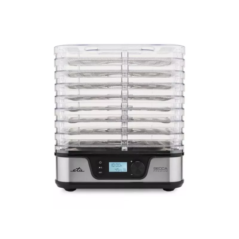 ETA Secca Premium ETA930190000 Food Dehydrator, 8 Rectangular Trays, 380 W, Silver