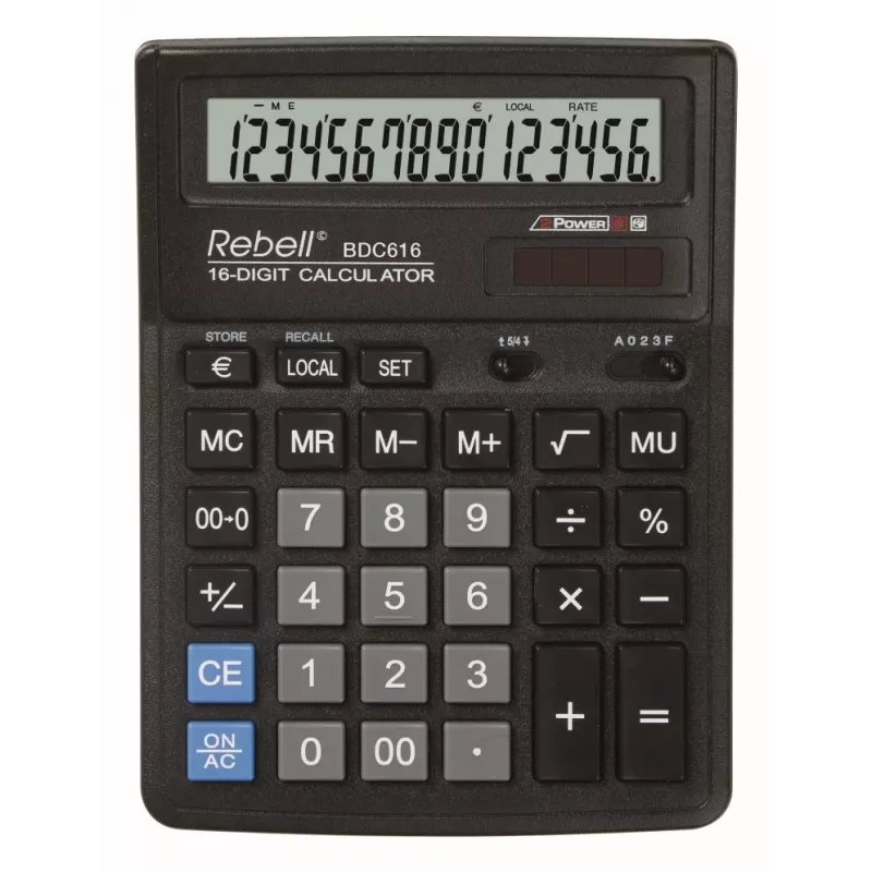 Rebell RE-BDC616 BX Desktop Calculator Black 12-Digit Dual Power