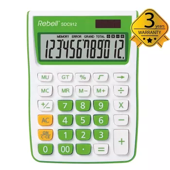REBELL RE-SDC912GR BX Semi-Desktop Calculator 12-Digit Dual Power Grey