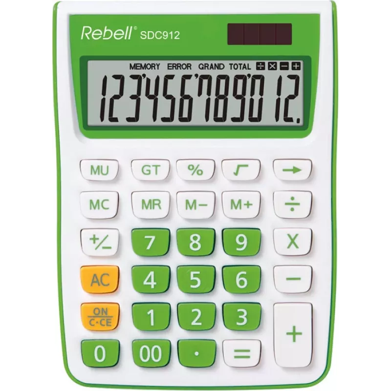 REBELL RE-SDC912GR BX Semi-Desktop Calculator 12-Digit Dual Power Grey