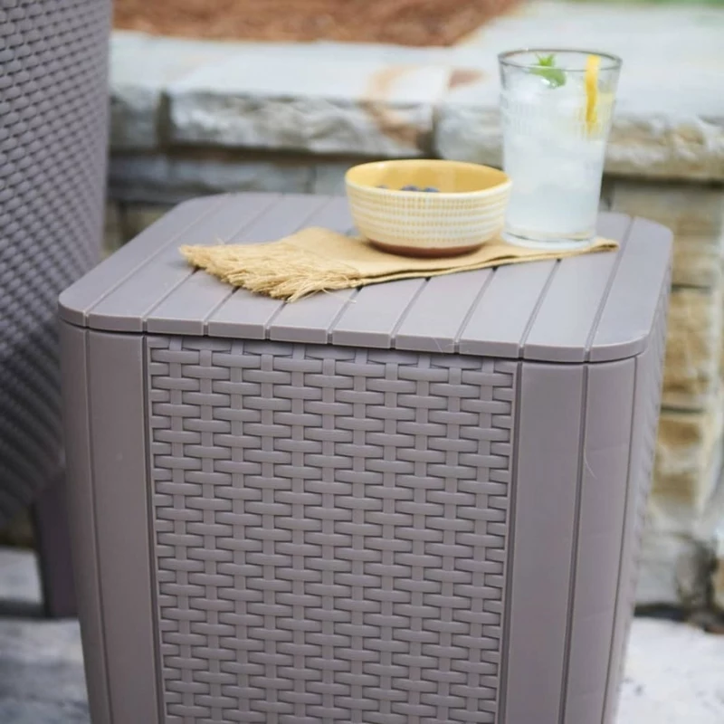 KETER Garden table/storage box Luzon Flat Wicker beige