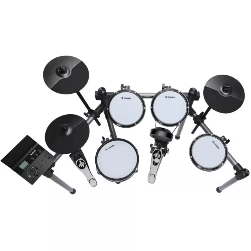 DONNER EC7247 Electronic Drum Set with Mesh Pads, 225+ Sounds, USB MIDI, Aluminum Rack