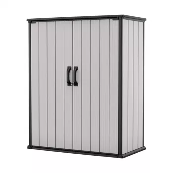 Keter Premier Tall Garden Cabinet 29209552 – Beige/Brown Resin Storage Shed, 1700L, Double-Wall, Lockable