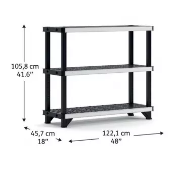 KETER 3-tier shelf Fused 122.1x45.7x105.8cm black