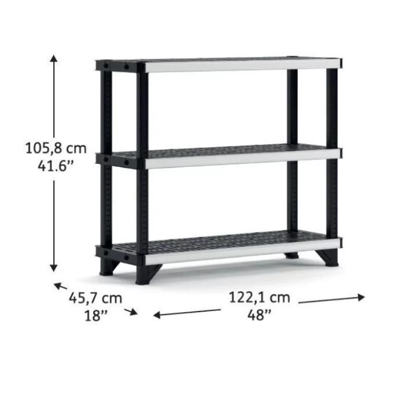 KETER 3-tier shelf Fused 122.1x45.7x105.8cm black