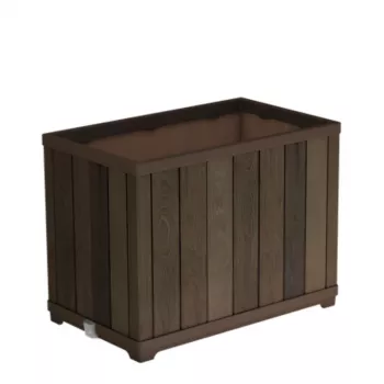 KETER Deco Rectangle Tall Planter Walnut Flower Pot