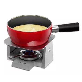 Trisa Swiss Cross Stone Cheese Fondue Set 2.5L, 6 Forks, Stoneware Pot with Rechaud and Burner (7579.75)