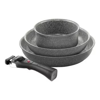 BALLARINI Set of 3 Torre pans Ø24cm, Ø28cm and sauce pan Ø16cm + 3 removable handles