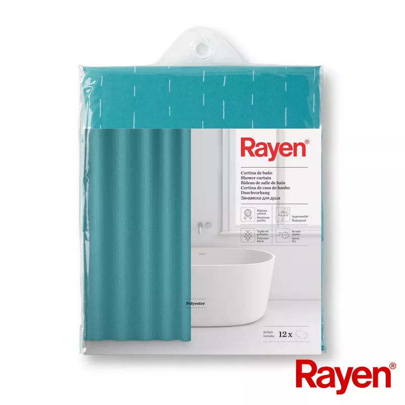 RAYEN Shower curtain 180x200cm light blue, polyester
