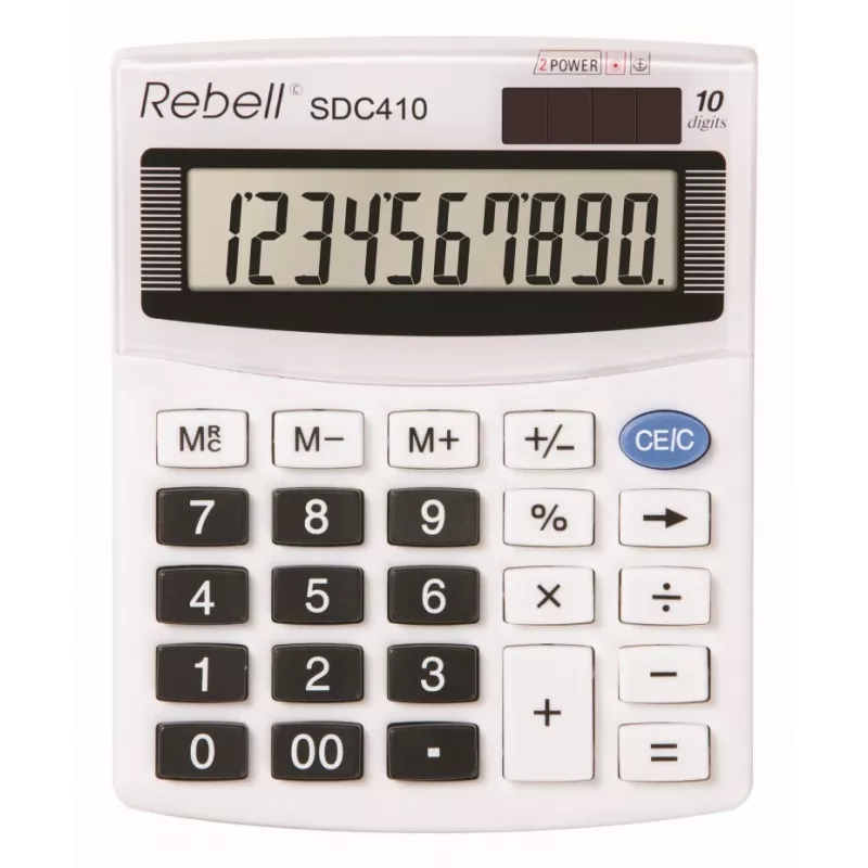 REBELL RE-SDC410 BX Semi-Desktop Calculator, 10-Digit LCD, Dual Power (Solar & Battery), Black
