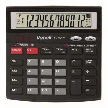 REBELL RE-CC512 BX Desktop Calculator 12-Digit Dual Power Black/Silver
