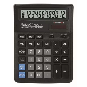 REBELL RE-BDC412 BX Desktop Calculator 12-Digit Dual Power Black