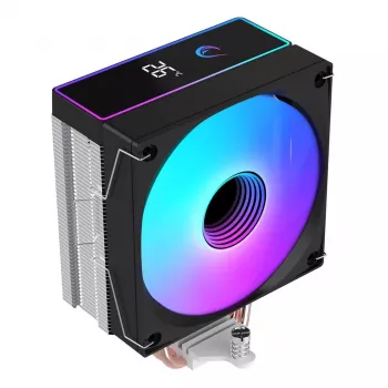 Rampage Octagon B70 CPU Air Cooler, 120 mm ARGB, Temperature Display, Black