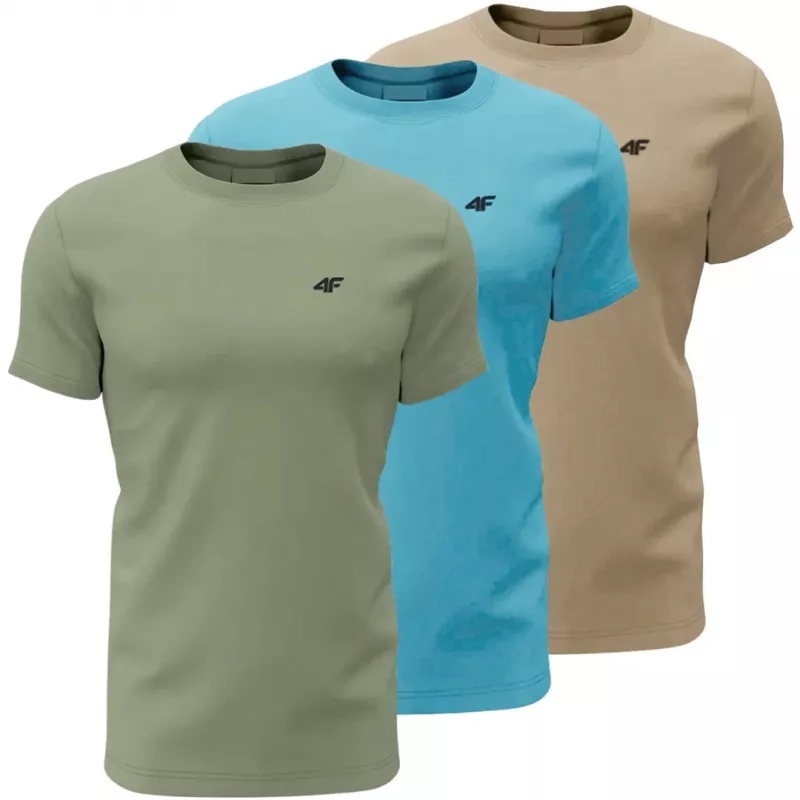 Men's T-shirt 4F M4481 3-pack green, blue, beige 4FWSS26TTSHM4481 90S 2XL