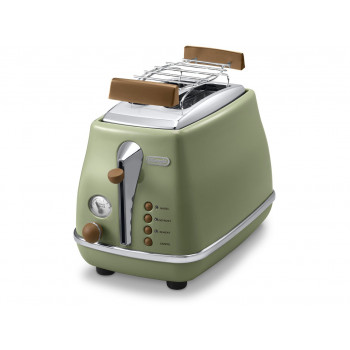 DELONGHI Icona Vintage Toaster CTOV 2103.GR 900W, Stainless steel, Crumb tray, Defrost, Green/Damaged package