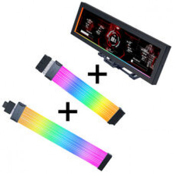 Lian Li Visual Upgrade Kit Strimer Wireless 24-Pin RGB Mainboardkabel, Controller + 12V-2x6 GPU-Kabel Wide & 8.8 Universal Screen - schwarz