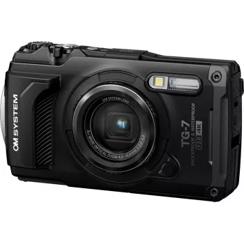 OM System Tough TG-7 Black Rugged Compact Camera, 12 MP, 4K Video, Waterproof 15m