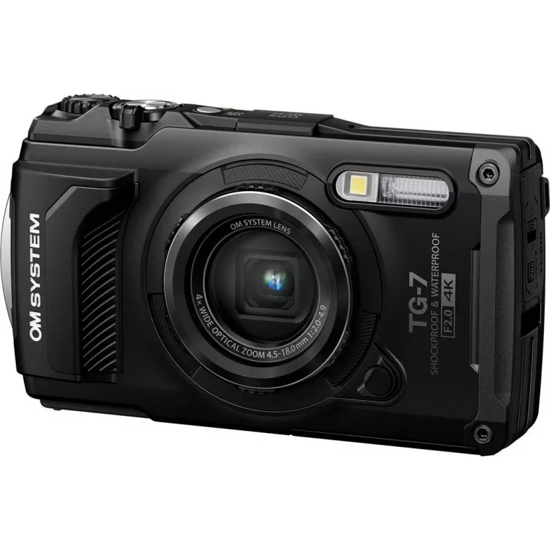 OM System Tough TG-7 Black Rugged Compact Camera, 12 MP, 4K Video, Waterproof 15m