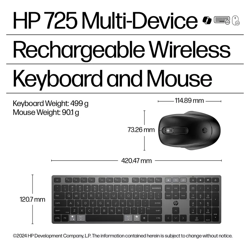 HP 720 Multi-Device Wireless Keyboard and Mouse Combo - Twilight Black 9T5A9AA#ABD