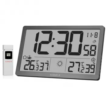 KIENZLE Jumbo NEO LCD Weather Wall Clock grey