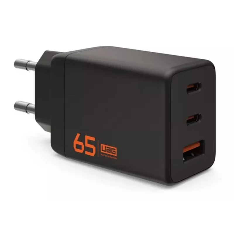 UAG SRGE 65W GaN Wall Charger - 2x USB-C, 1x USB-A, Black