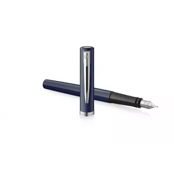 Waterman Impression Fountain Pen Fine Nib Blue Lacquer Chrome Trim Gift Box 2225502
