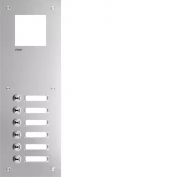 Hager RTQ106X Intercom Front Plate Mono 6 Buttons White