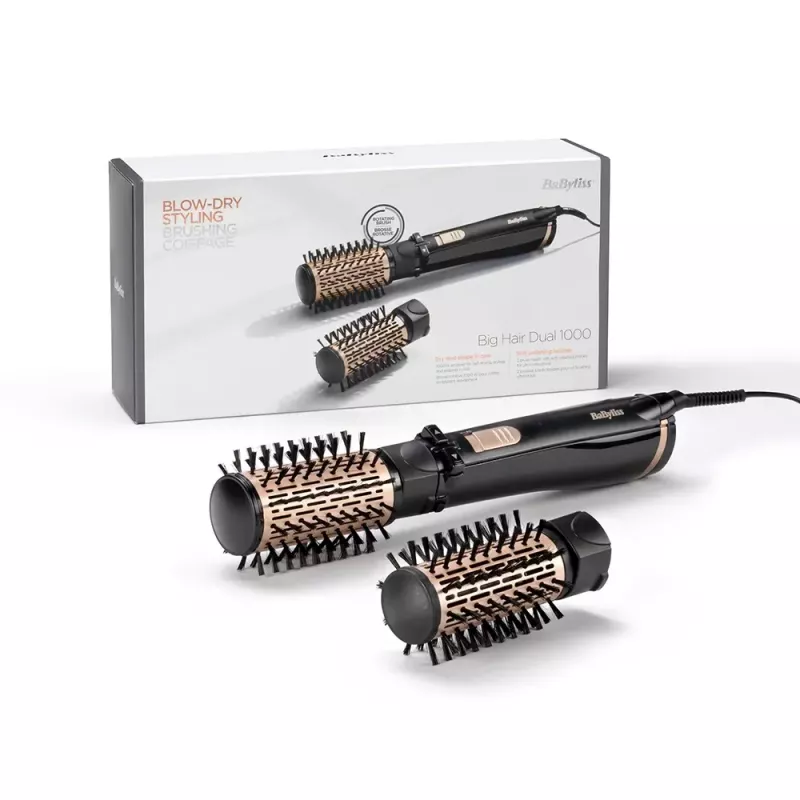 BaByliss Big Hair Dual Rotating Hot Air Styler, 1000 W, Black/Gold